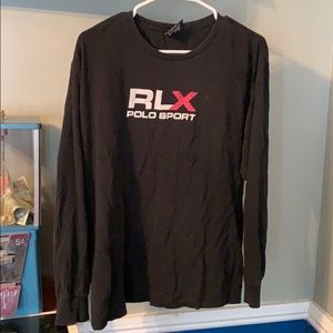 Long sleeve black polo sport shirt